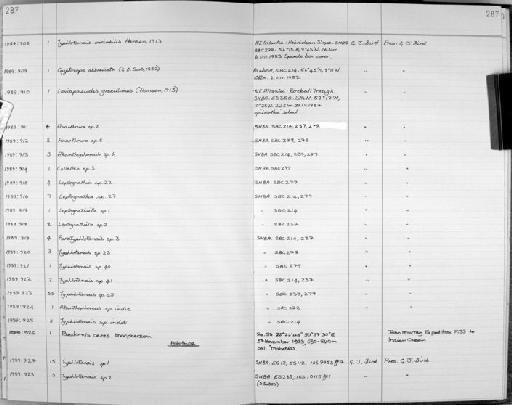 Anarthrura Sars, 1882 - Zoology Accessions Register: Crustacea: 1984 - 1991: page 287