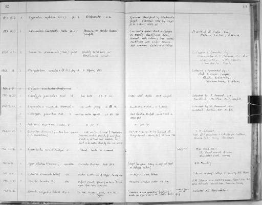 Spongilla lacustris (Linnaeus, 1759) - Zoology Accessions Register: Spongiida: 1954 - 1970: page 82