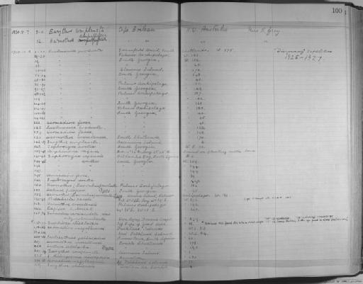 Harmothoe curviseta Monro, 1930 - Zoology Accessions Register: Annelida & Echinoderms: 1924 - 1936: page 100