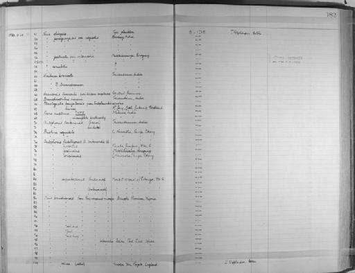 Nais pectinata intermedia - Zoology Accessions Register: Annelida & Echinoderms: 1924 - 1936: page 182