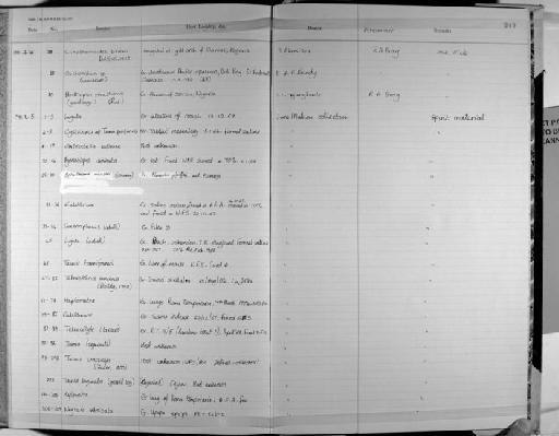 Schistosoma mansoni Sambon, 1907 - Zoology Accessions Register: Platyhelminth: 1971 - 1981: page 240